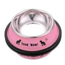 Stainless Steel Anti-skid Dog Cat Food Water Bowl Pet Feeding Tool Pink