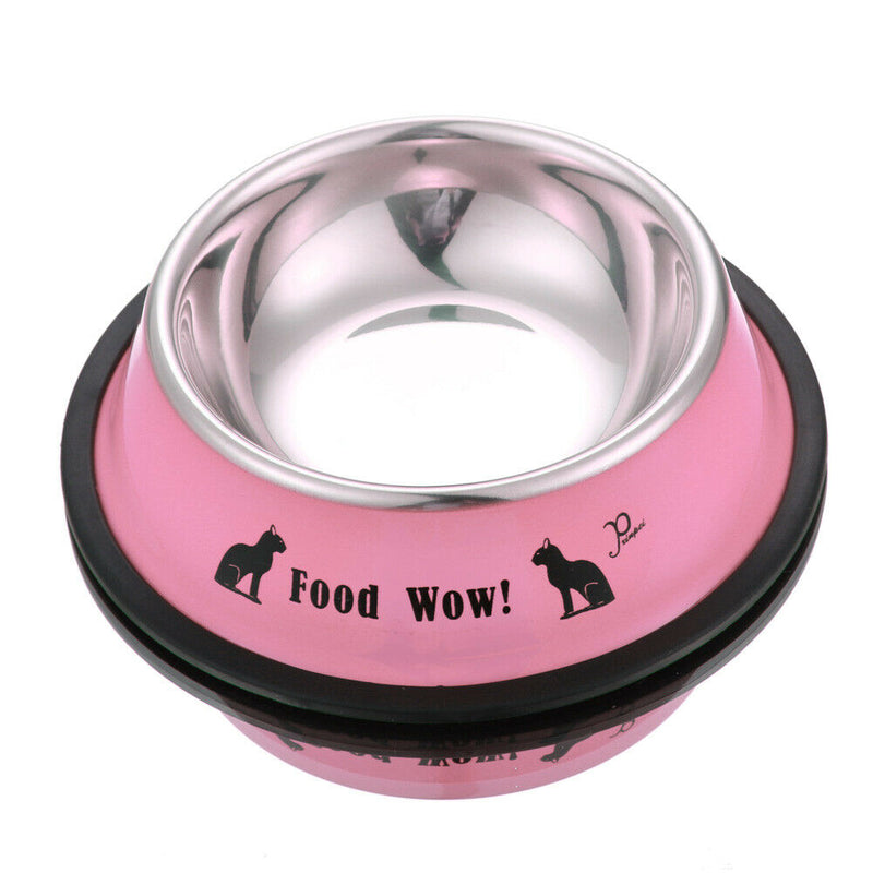 Stainless Steel Anti-skid Dog Cat Food Water Bowl Pet Feeding Tool Pink