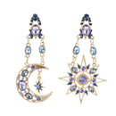 Boho Crystal Drop Moon Sun&Star Starry Charm Stud Earrings Best Gifts