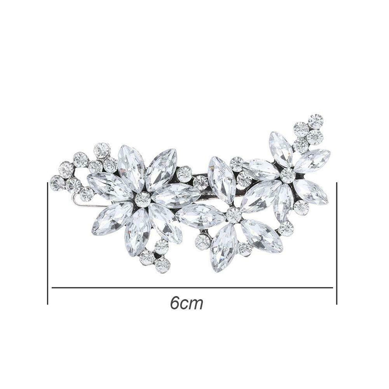 Crystal Flower Hair Clips Rhinestone Barrettes Bride Hairpins Hair Jewelry