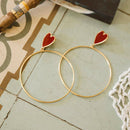 Fashion Women Love Heart Big Circle Pendant Stud Earrings Statement Jewelry FT