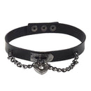 Leather heart pendant chain necklace Gothic Lolita Punk Choker Black X2O5