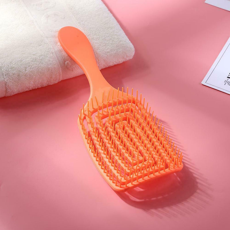 Hollow Hair Brush Scalp Massage Comb Hairdress Styling Hairbrush (Orange)