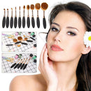10pcs/Set Pro Toothbrush Shape Oval Makeup Brush Foundation Powder Pens Kit