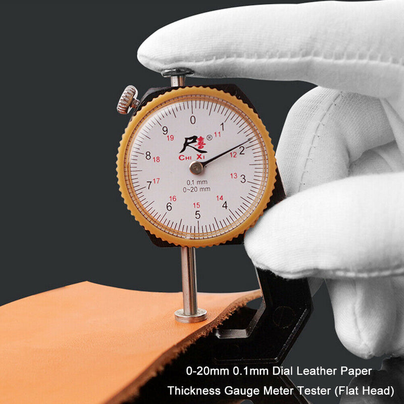 0-20mm 0.1mm Dial Leather Paper Thickness Gauge Meter Tester (Flat Head)