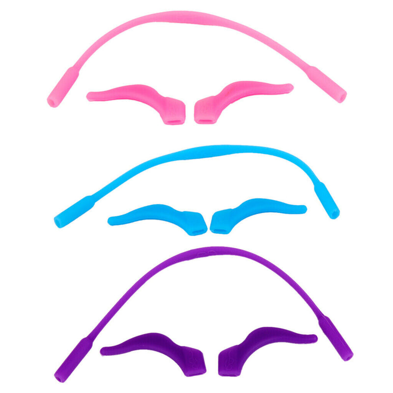 3 Sets Kid Sports Silicone Strap Glasses Band Cord +Non slip Ear Hook Holder