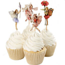 24Pcs Birthday Cake Toppers Flower Fairy Shape Cupcake Topper Cake Picks Dessert