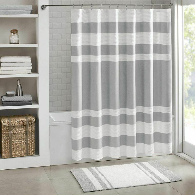 Spa Waffle Shower Curtain Water Repellent and Stain Resistant Machine Washa X6K2