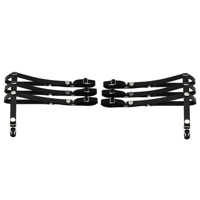 2pcs Punk Rivet Garters Belt 3 Straps Leg Ring Band Adjustable Suspenders Leg