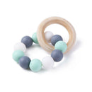Nursing Bracelets Wooden Ring Baby Teether Silicone Chew Beads Toys (Blue) A