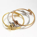 3Colors Jewelry Women'S Stainless Steel Twisted Cable Wire Heart Charm Brac