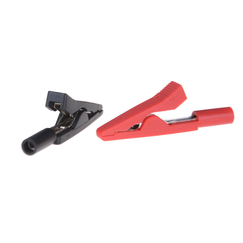 2PCS Insulated Alligator Clamp 2mm Banana Plug Adapter Test Probe Black+Red  JR