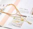 Square Cross Multilayer Pendant Necklace Alloy Multilayer Exquisite Clavicl