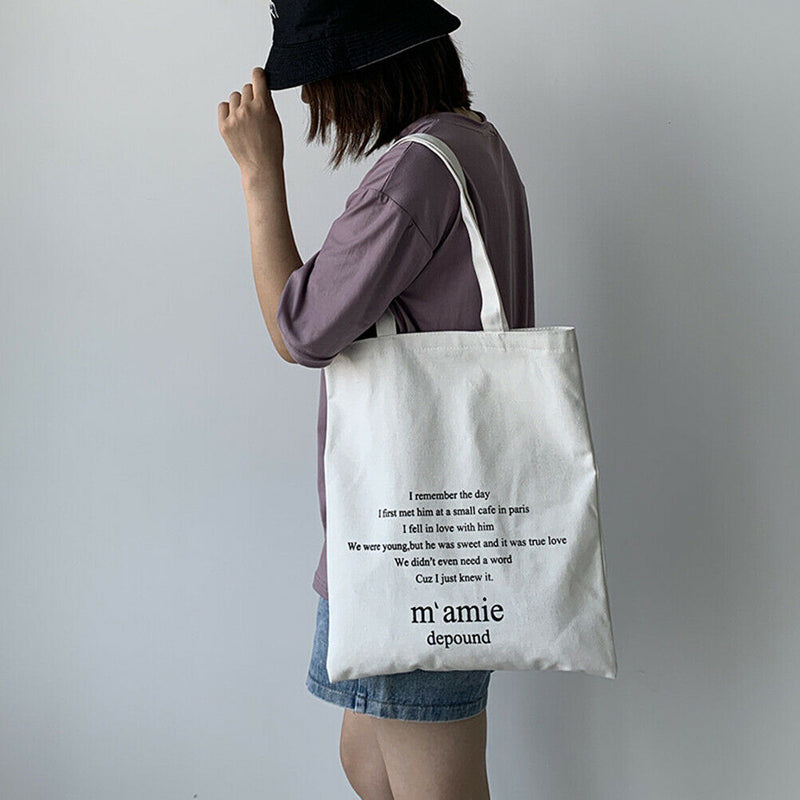 Large Capacity Canvas Shoulder Bag Fabric Cotton Cloth Shopping Handbags Bag Hn