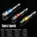 3PCS Drill Socket Adaptor Hex Drive To 1/4" 3/8" 1/2" Impact Drill BIts Driver