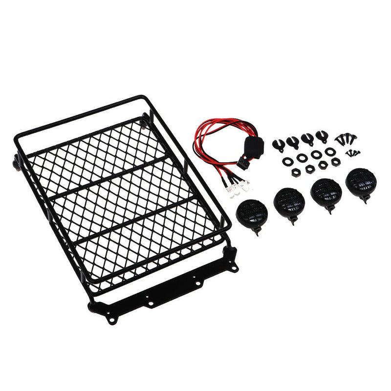 1/10 Roof Rack w/ LED Light Kit for Axial SCX10 D90 CC01 Rock Crawler Accs B