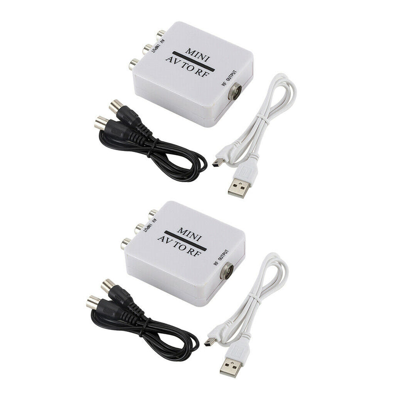 2Pc Rca Cvsb AV To RF Adapter 67.25Mhz 61.25Mhz Video Audio TV Signal