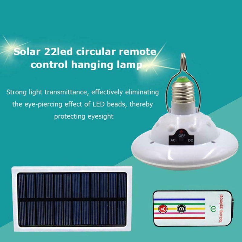 22LED Solar Light Outdoor Camping Hiking Yard Decor Remote Control Hanging Lamp
