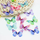 50Pcs Gradient Color Organza Fabric Butterfly Appliques 38Mm Translucent Ch