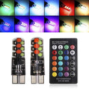 2PCS T10 COB RGB LED 6SMD Car Wedge Side Multicolor Light Bulbs w/Remote Cont JR