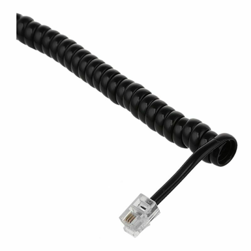2 m Black Telephone Extension Coil Cable Cord Q6P8
