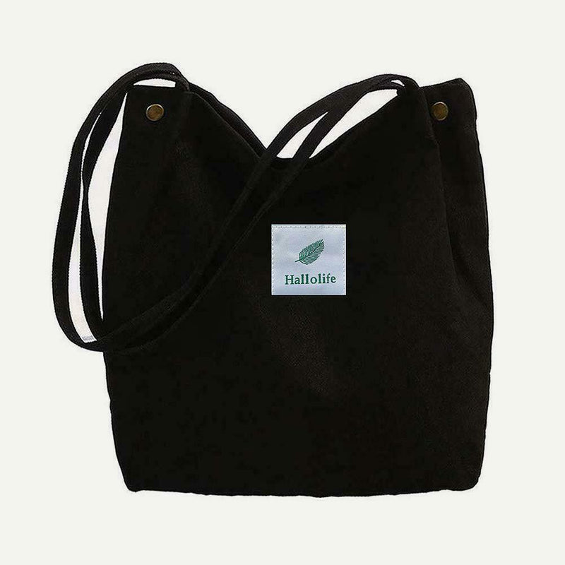 Fashion Women Handbag Canvas Print Tote Large Capacity Shoulder Bag (Black)