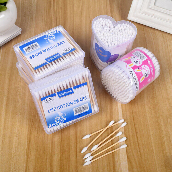 100pcs/box Disposable Double Heads Cotton Swabs Makeup Cotton Buds (Square) A#S