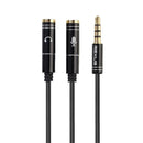 3.5mm Male to Headphone+Mic Audio Splitter Cable for Phone PC Tablet