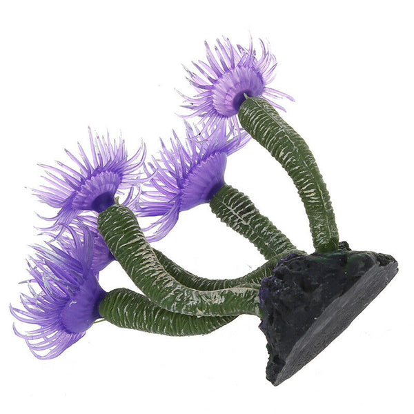 Artificial silicone flower plant tree purple Deco for Aquarium fish