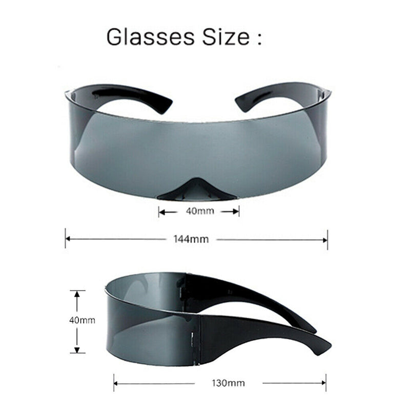 Women Mens Futuristic Visor Sunglasses Robotic Shield Shades Eyewear Gray