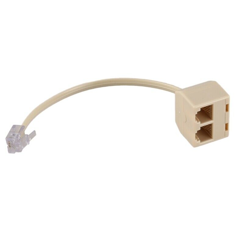 5X(RJ11 6P4C 2 Way Outlet Telephone Jack Line Splitter Adapter Beige G2Y3)