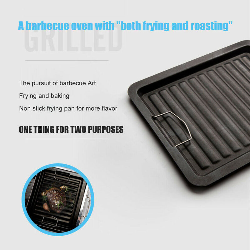 Camping Picnic Barbecue Tray Plate Outdoor Rectangle Non-Stick Frying Grill Pan