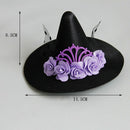 Hat Hair Clip Purple Flowers Witch Elf Hat with Metal Hairpin Party Girl Cu