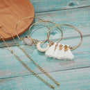 5pcs/set Tassel Shell Bracelet Boho Natural Stone  Bangles Women Jewelry
