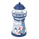 2Pcs Hand Painted Lighthouse Iron Candle Holder Mediterranean Style Home Decor