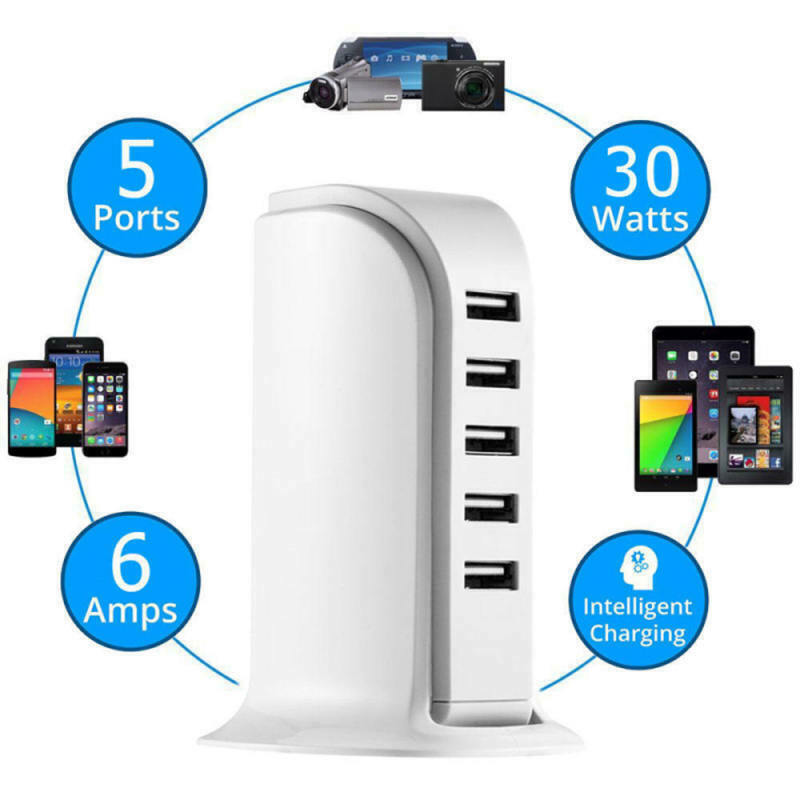 Universal 5 Port USB Wall Travel Charger Desktop USB Hub Charging Station yth