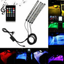 4XDC12V 12 LED Lights USB Wireless Music Control 8 Color RGB Car Interior L
