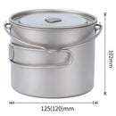 1100Ml Pure Titanium Pot Titanium Water Mug Cup With Lid And Foldable Handl