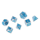 7Pcs Zinc Alloy Polyhedral Dice for D&D TRPG Board Game Party Fun Toys Blue
