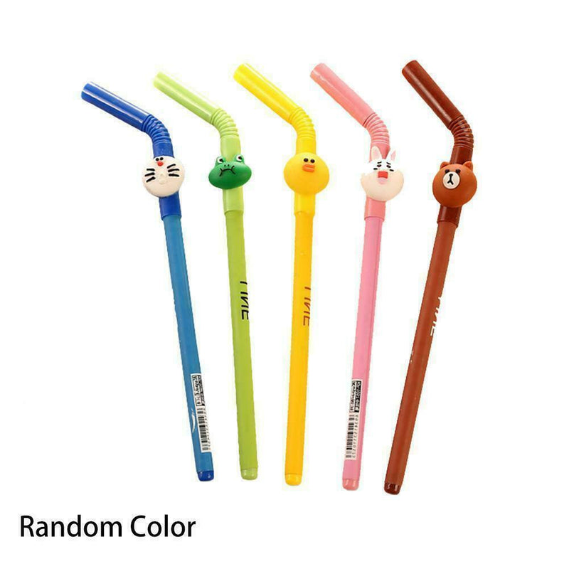 Creative cute straw Design Pen Cartoon black pencil Office 0.5 School needl K3Y4