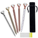 1X(5 Pcs Big Crystal Diamond Ballpoint Pen,Metal Ballpoint Pen Office Suppl
