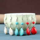5X(Retro Simple Drops Natural Stone Turquoise Earrings Featured Texture St F5E2)