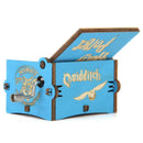 Retro Wooden Blue Hand Cranked Music Box Kid Child Birthday Gift Home Decor