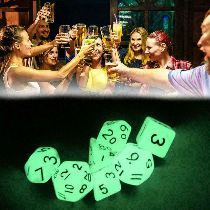 7pcs Luminous Polyhedral Dice Set For Party KTV Entertainment Shows P7C1 Y9 N8T5