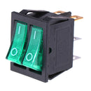Double boat rocker switch 6 Pin On-Off with green light 20A 125VAC KCD6 Kw