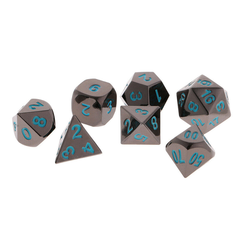7x Black Nickel D4 D20 Multiple Dice for RPG MTG Gaming Players with