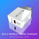 EU Plug QC3.0 USB Charger Square Wall Phone Tablet Charging Adapter (White) A
