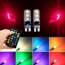 2PCS T10 W5W 5050 6SMD RGB LED Multi Color Light Car Wedge Bulbs Remote Control