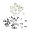 42 Pairs Earrings Tray Blank DIY Base Setting Stud Stainless Steel Pin Post