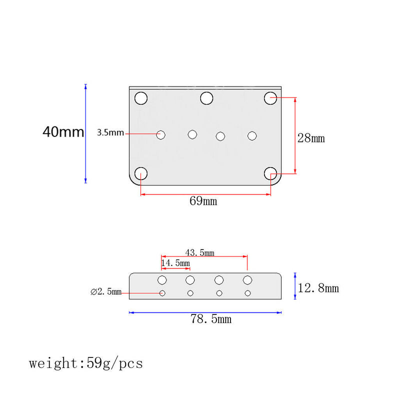Iron 4 String Guitar Bridge Baseplate for Bass Guitar Replacement Parts